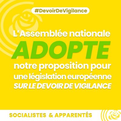 Adoption d'une proposition de résolution pour une législation européenne sur le devoir de vigilance.