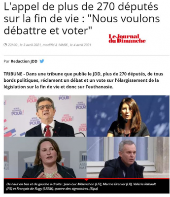 Appel de 270 députés sur la fin de vie