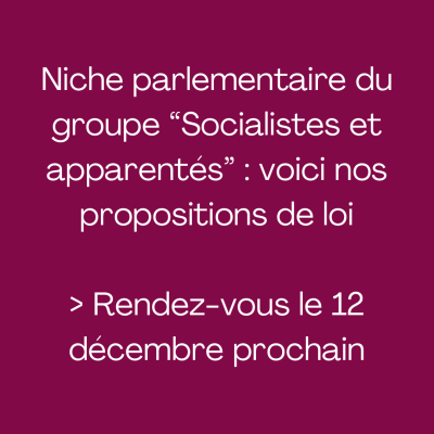 Niche parlementaire du groupe socialiste : nos propositions de loi